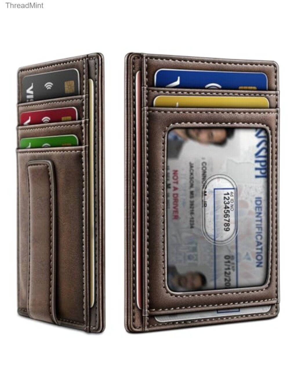 Men Slim Leather Wallet Money Clip RFID Blocking Bi-Fold
